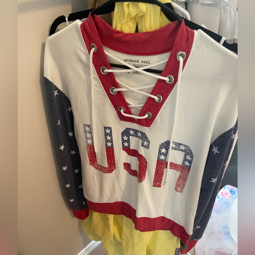 Women's USA Lace-Up Sweatshirt